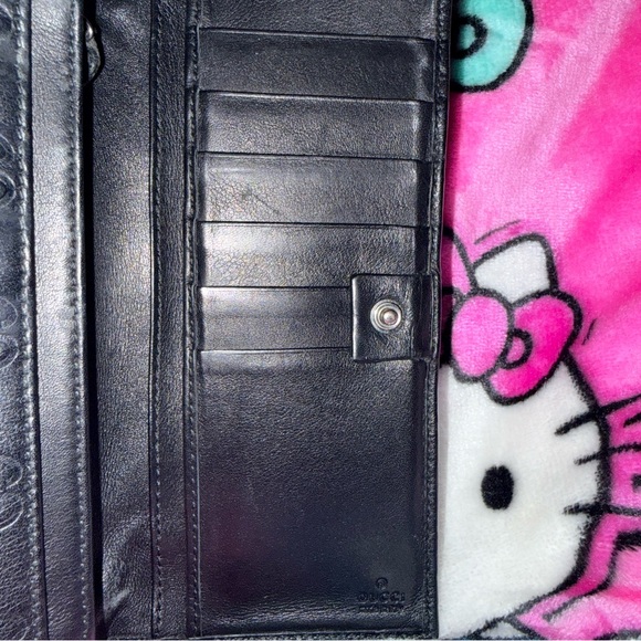 Gucci Black Embossed GG Leather Continental Wallet with Metal Logo Plaque - Picture 10 of 15